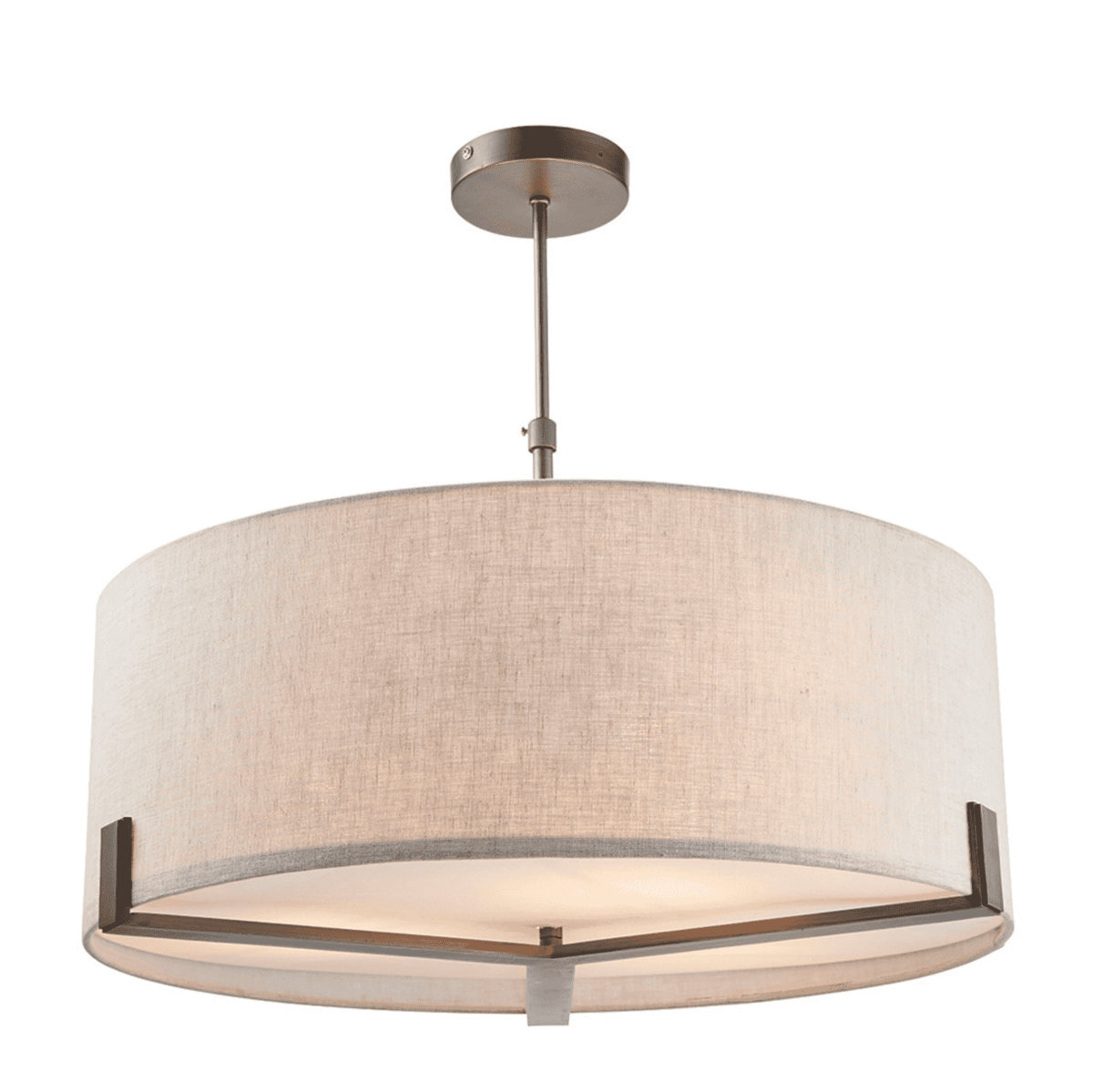 HAYFIELD 3LT Pendant - Classic Brushed Bronze & Natural Linen Shade