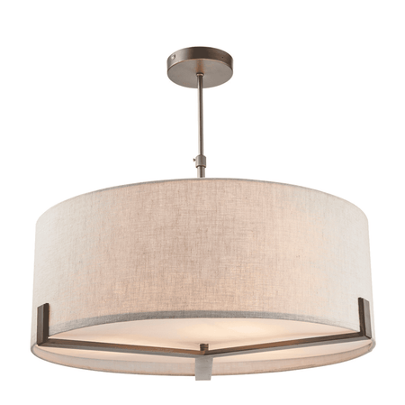 HAYFIELD 3LT Pendant - Classic Brushed Bronze & Natural Linen Shade