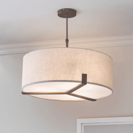 HAYFIELD 3LT Pendant - Classic Brushed Bronze & Natural Linen Shade