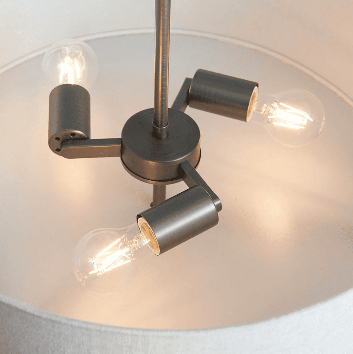 HAYFIELD 3LT Pendant - Classic Brushed Bronze & Natural Linen Shade