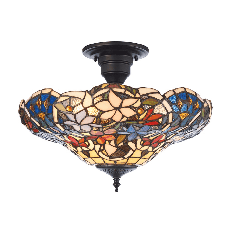 SULLIVAN Tiffany 3LT Semi Flush Ceiling Light