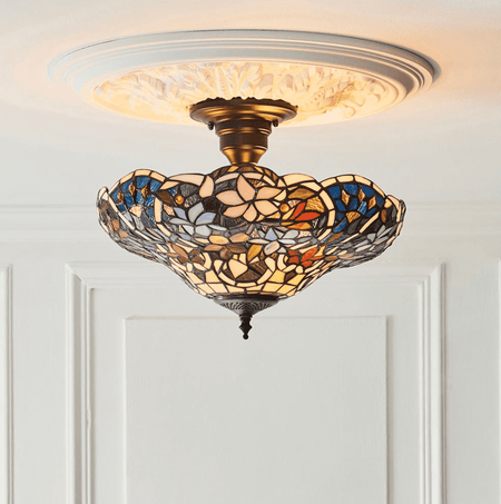 SULLIVAN Tiffany 3LT Semi Flush Ceiling Light