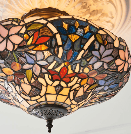 SULLIVAN Tiffany 3LT Semi Flush Ceiling Light