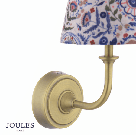 Joules Apsley Rechargeable Wall Light Matt Antique Brass With Shade