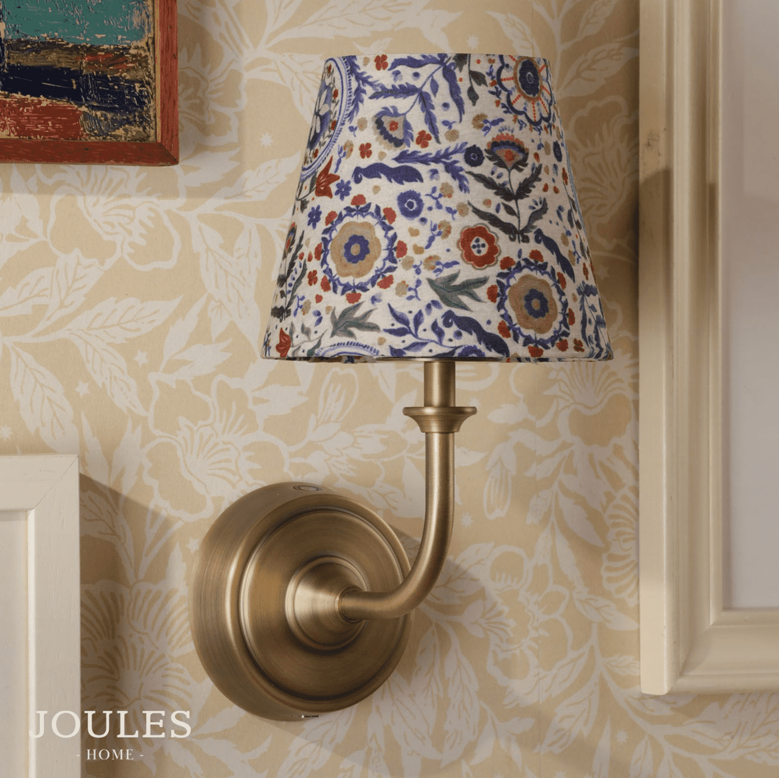Joules Apsley Rechargeable Wall Light Matt Antique Brass With Shade