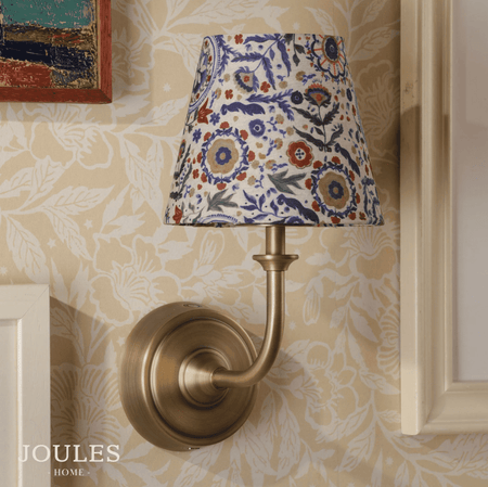 Joules Apsley Rechargeable Wall Light Matt Antique Brass With Shade
