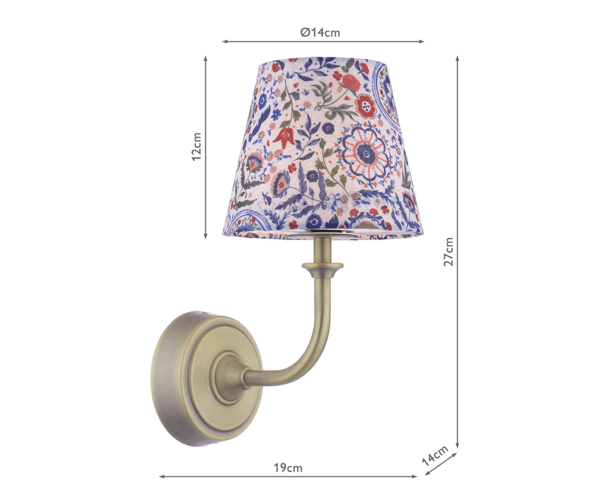 Joules Apsley Rechargeable Wall Light Matt Antique Brass With Shade
