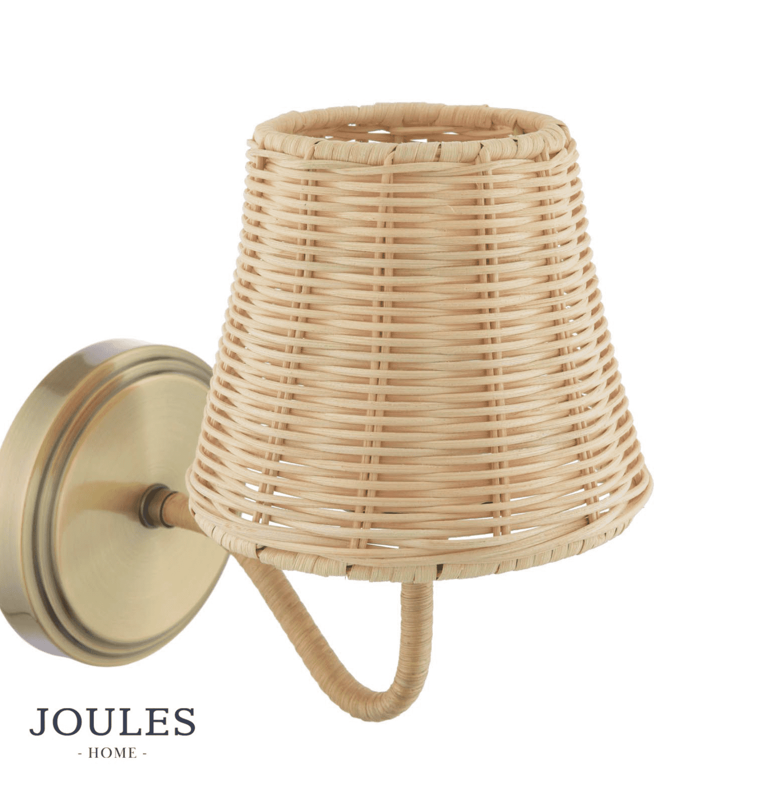 Joules Elcot Rechargeable Wall Light Antique Brass With Rattan Shade