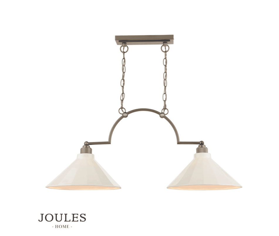 Joules Lynton 2LT Pendant Satin Bronze & Cream Ceramic