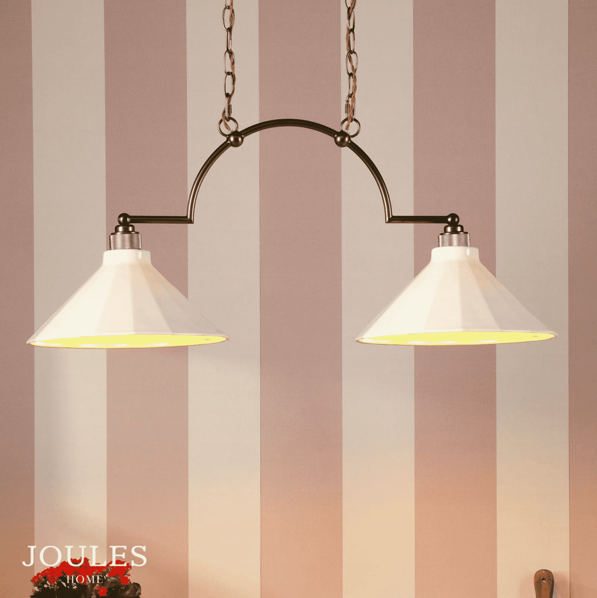 Joules Lynton 2LT Pendant Satin Bronze & Cream Ceramic