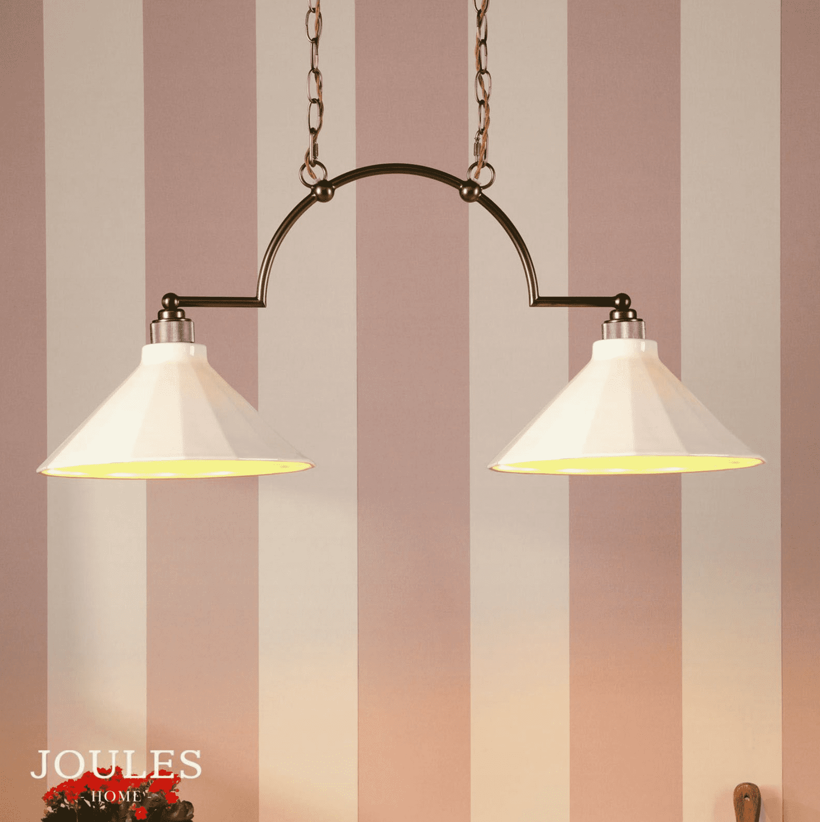 Joules Lynton 2LT Pendant Satin Bronze & Cream Ceramic