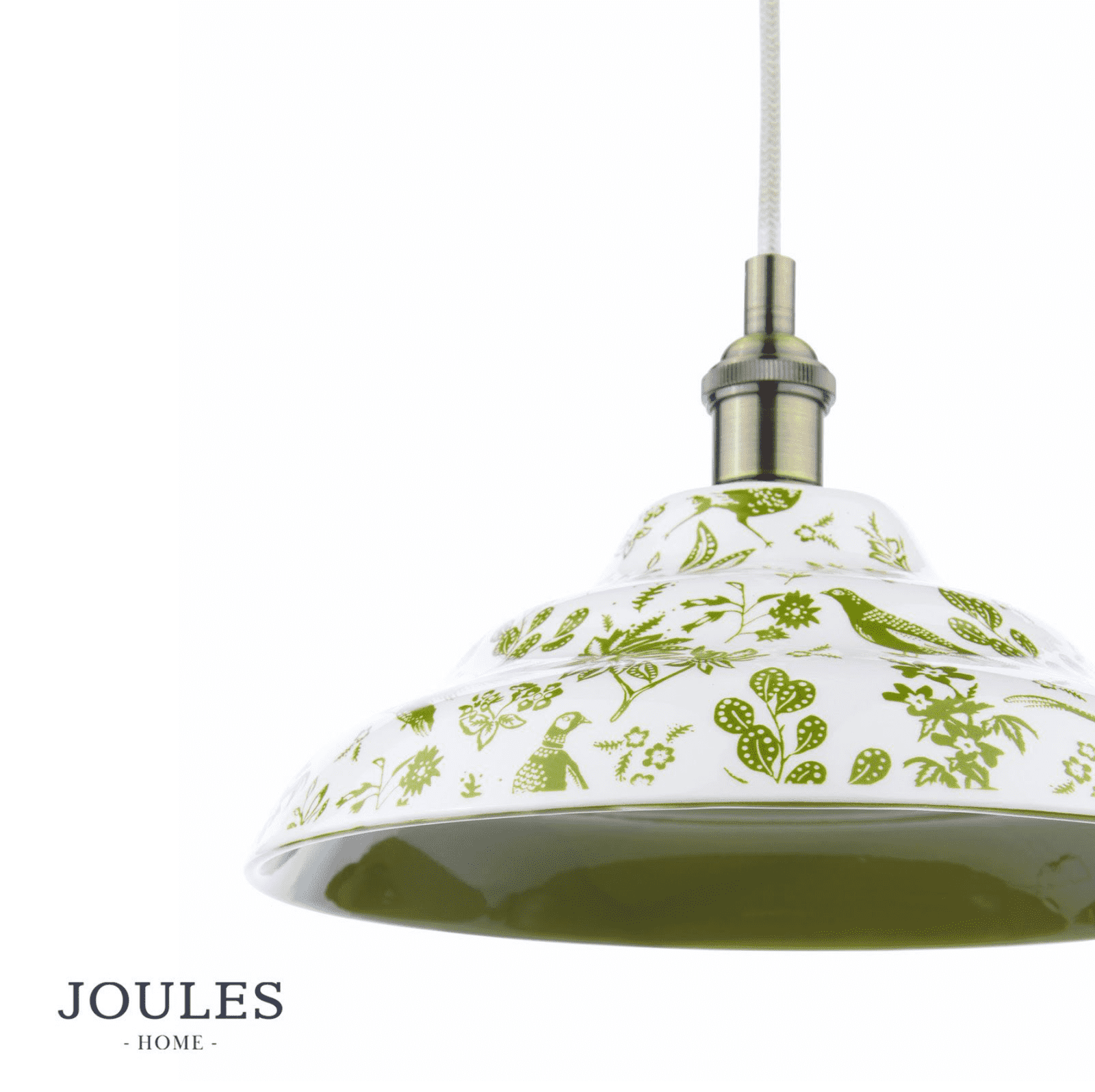Joules Audley 1LT Pendant Green Ceramic & Matt Antique Brass