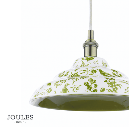 Joules Audley 1LT Pendant Green Ceramic & Matt Antique Brass