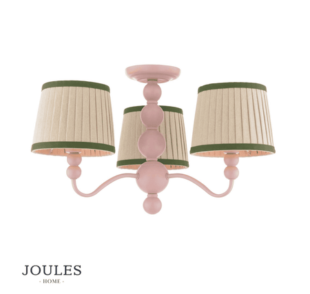 Joules Harewood 3LT Semi-Flush Matt Pink With Shade