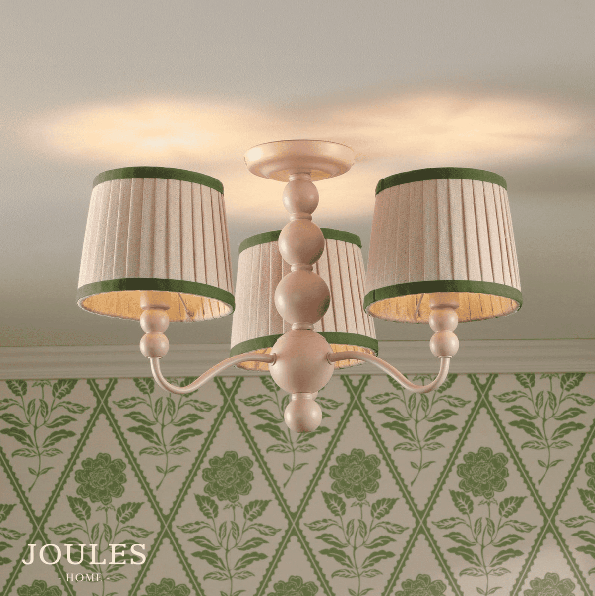 Joules Harewood 3LT Semi-Flush Matt Pink With Shade