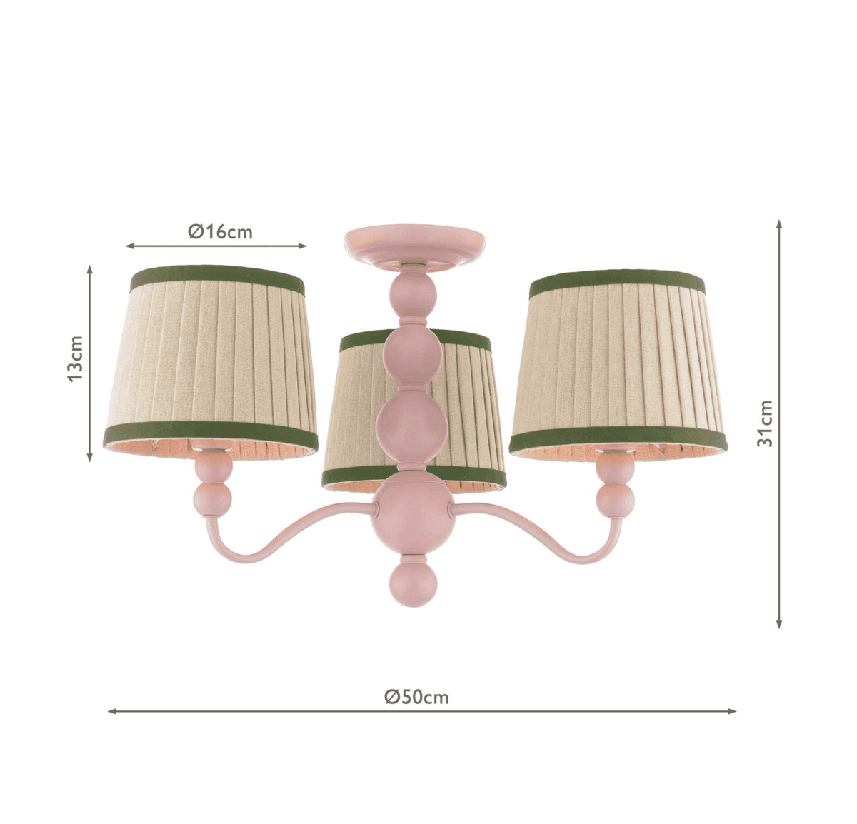 Joules Harewood 3LT Semi-Flush Matt Pink With Shade