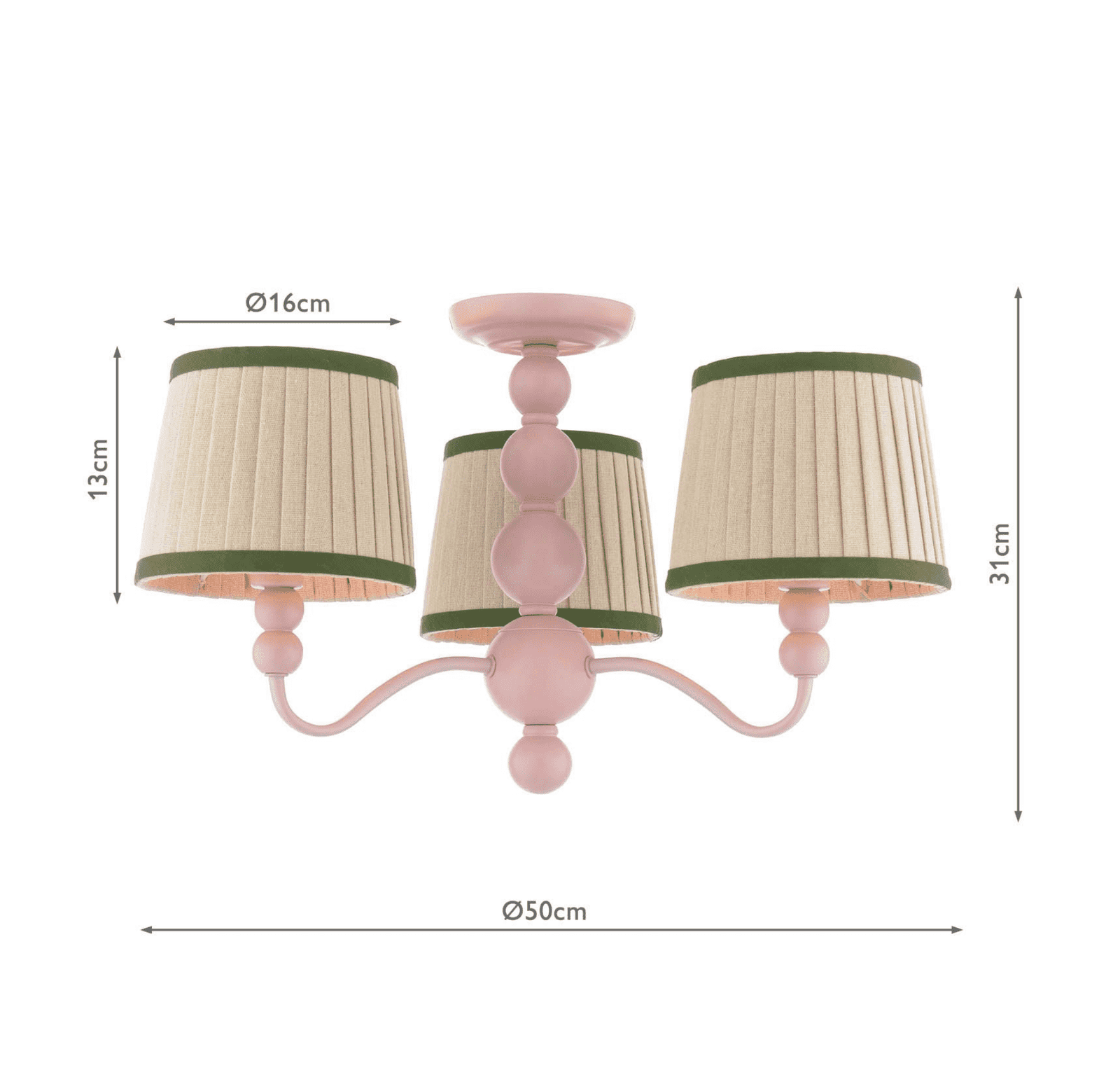 Joules Harewood 3LT Semi-Flush Matt Pink With Shade