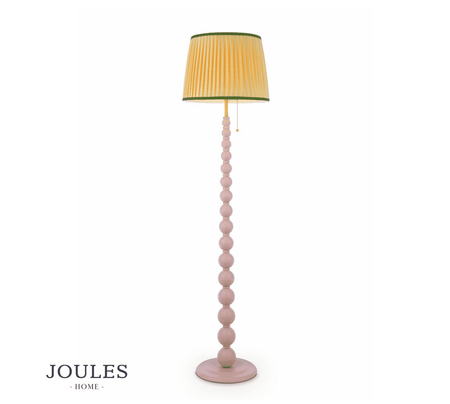 Joules Harewood Floor Lamp Matt Pink and Matt Antique Brass With Shade