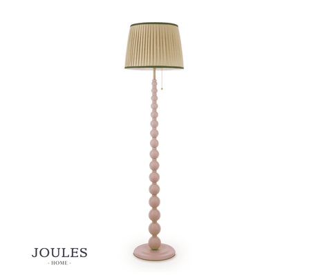 Joules Harewood Floor Lamp Matt Pink and Matt Antique Brass With Shade