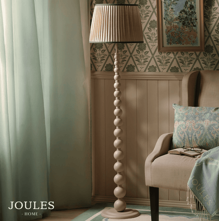 Joules Harewood Floor Lamp Matt Pink and Matt Antique Brass With Shade