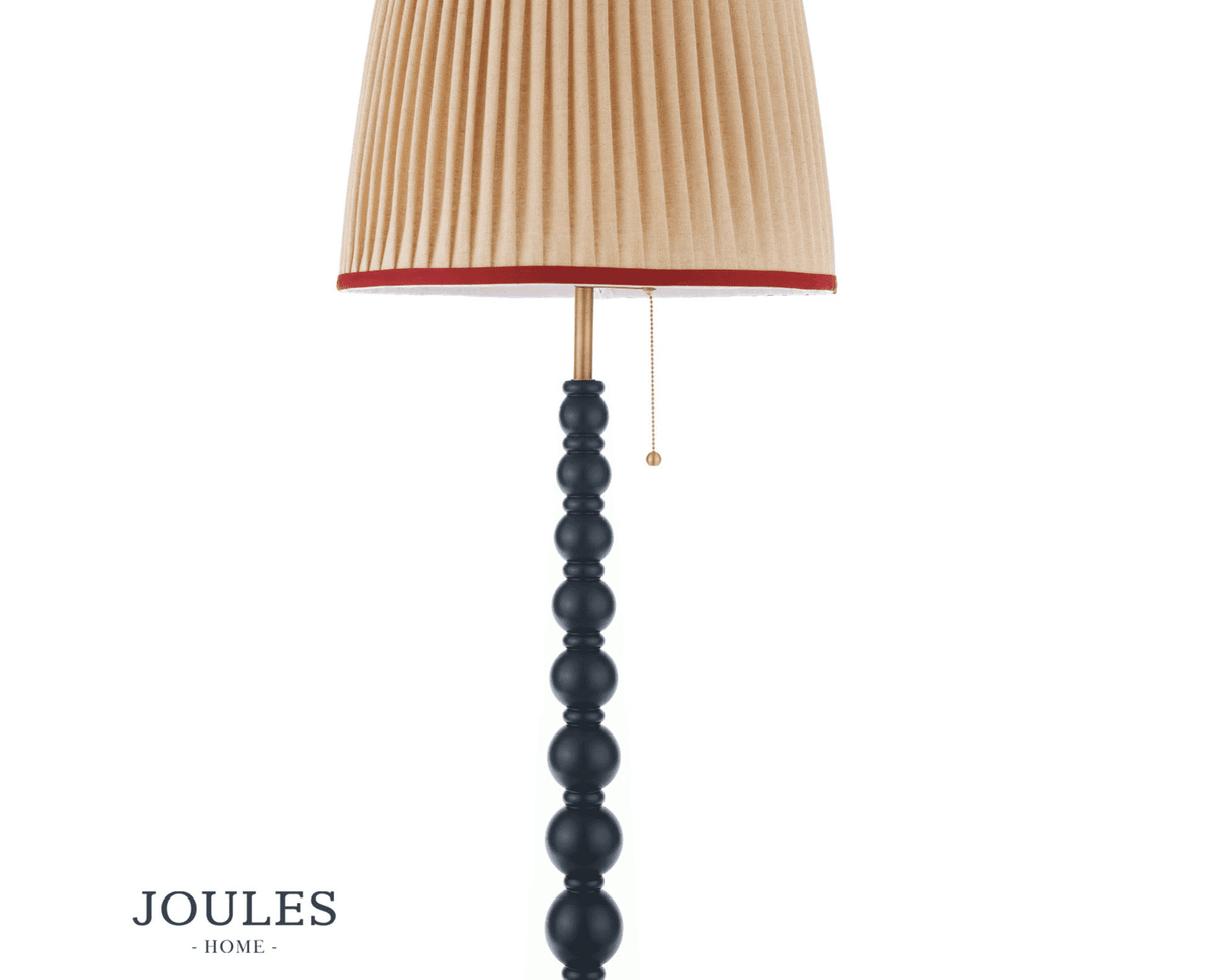 Joules Harewood Floor Lamp Matt Blue and Matt Antique Brass With Shade
