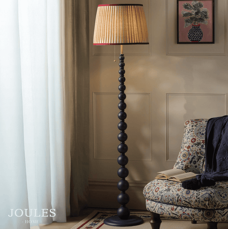 Joules Harewood Floor Lamp Matt Blue and Matt Antique Brass With Shade