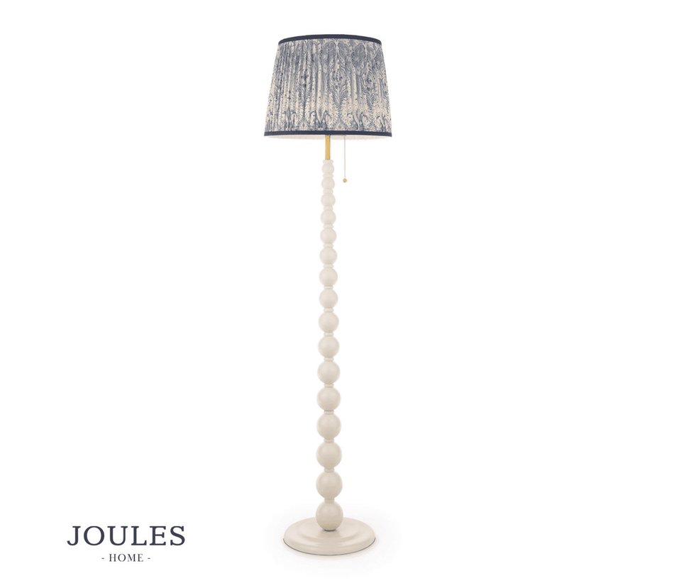 Joules Harewood Floor Lamp Matt Cream and Matt Antique Brass With Shade