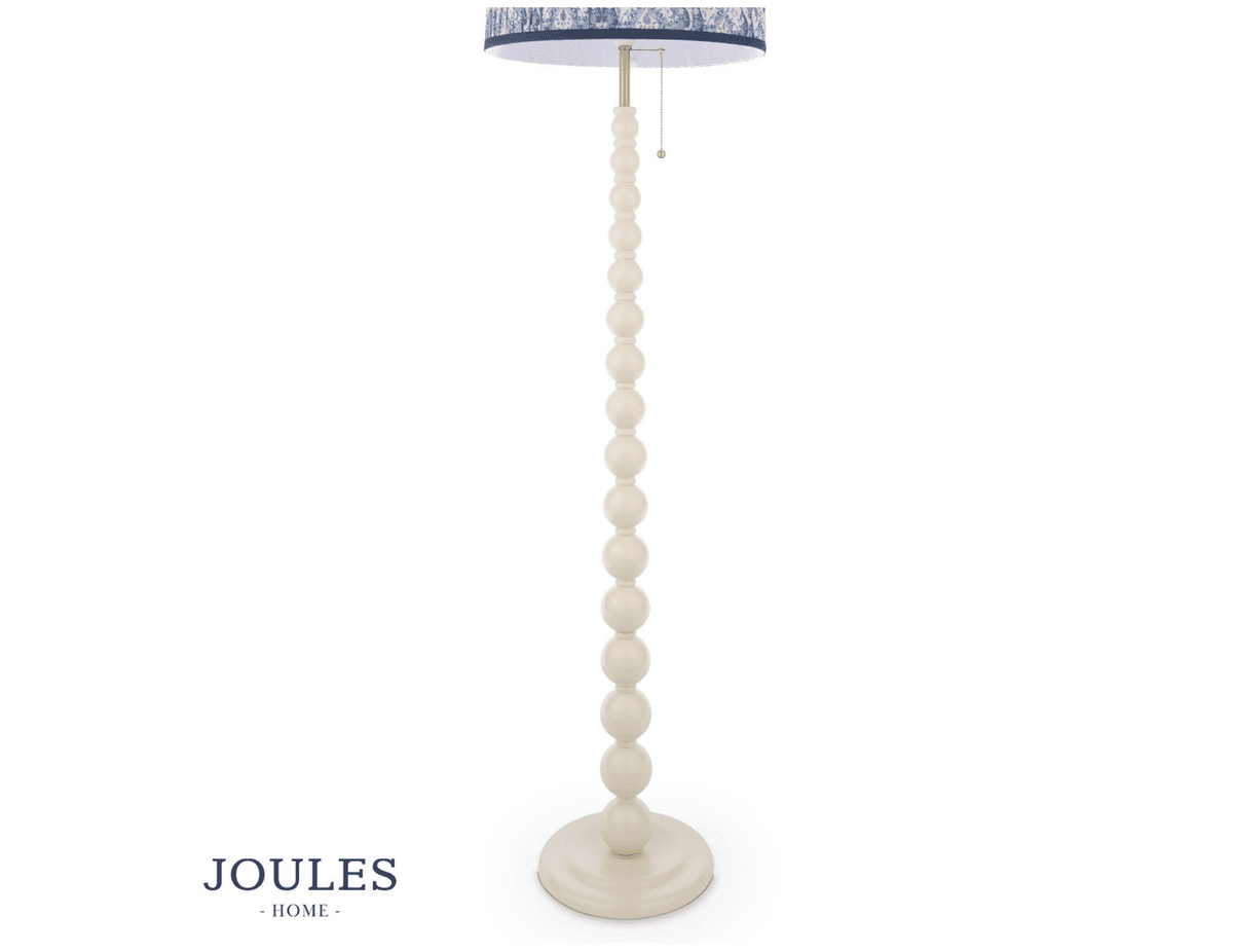 Joules Harewood Floor Lamp Matt Cream and Matt Antique Brass With Shade