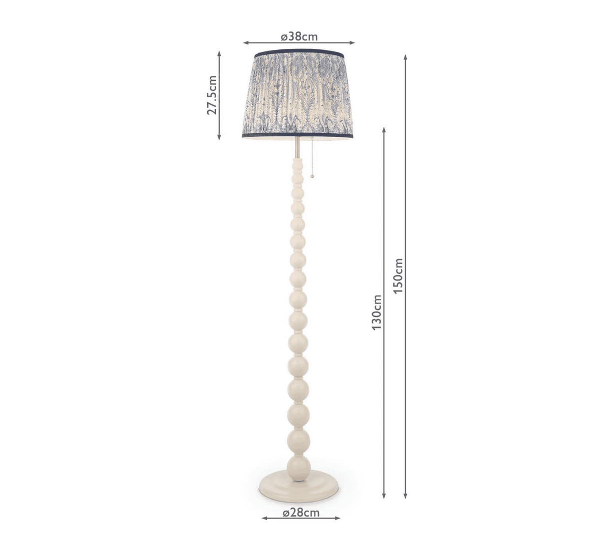 Joules Harewood Floor Lamp Matt Cream and Matt Antique Brass With Shade