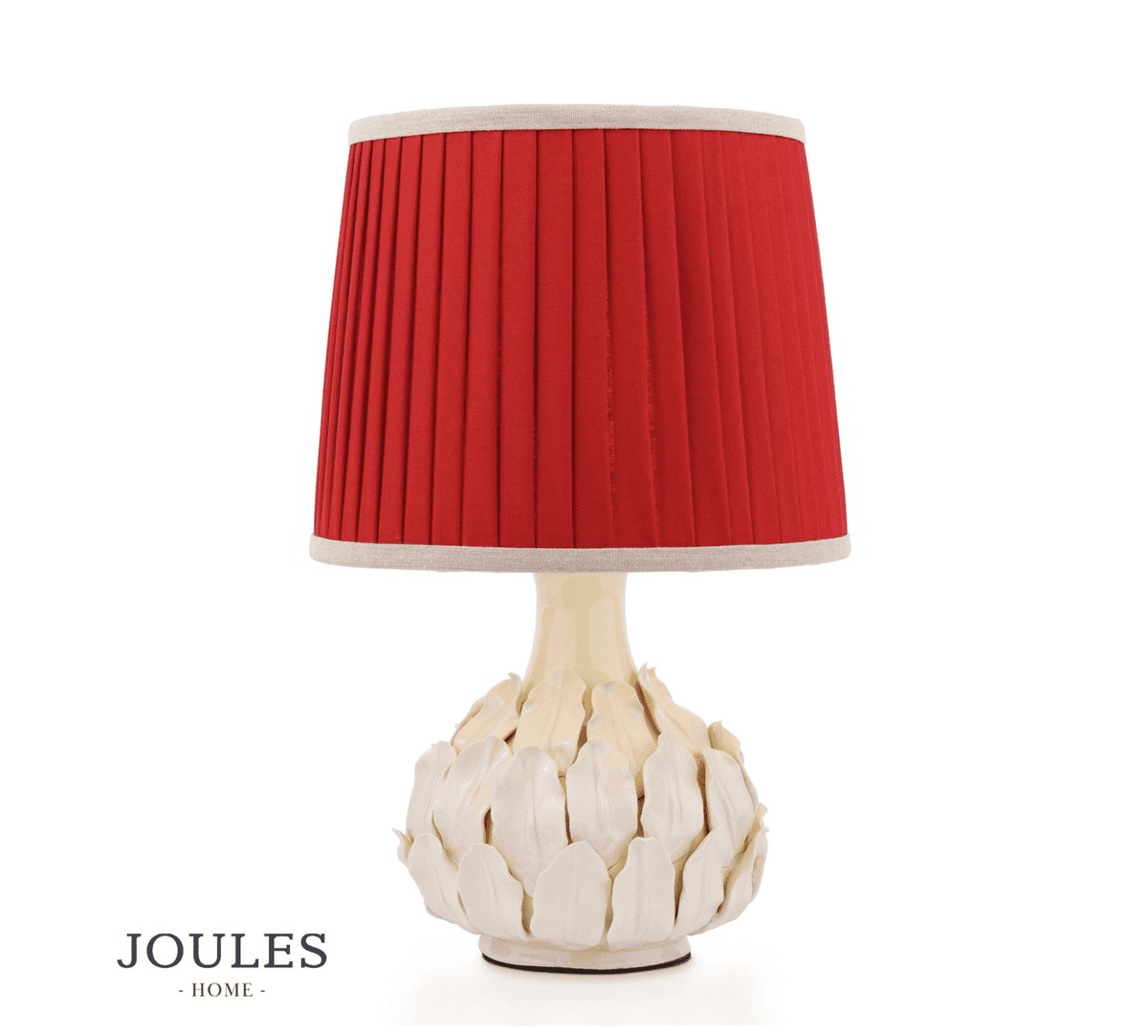 Joules Chatsworth Table Lamp Cream Ceramic With Red Shade
