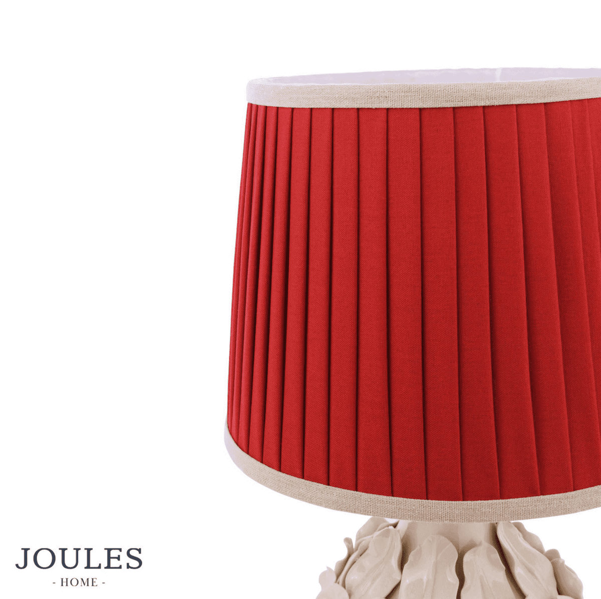 Joules Chatsworth Table Lamp Cream Ceramic With Red Shade