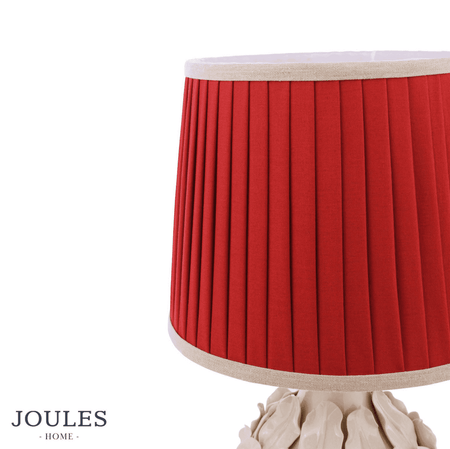 Joules Chatsworth Table Lamp Cream Ceramic With Red Shade