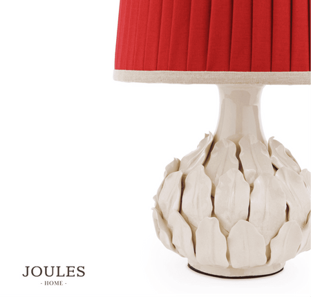 Joules Chatsworth Table Lamp Cream Ceramic With Red Shade