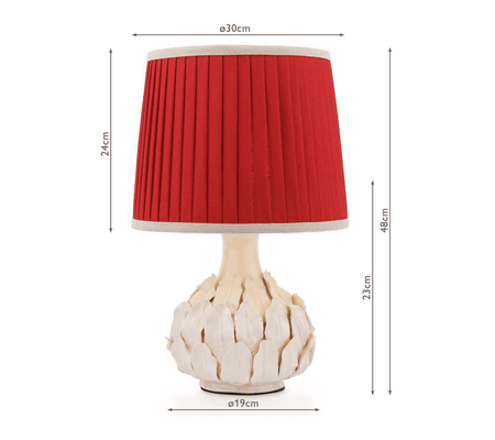 Joules Chatsworth Table Lamp Cream Ceramic With Red Shade
