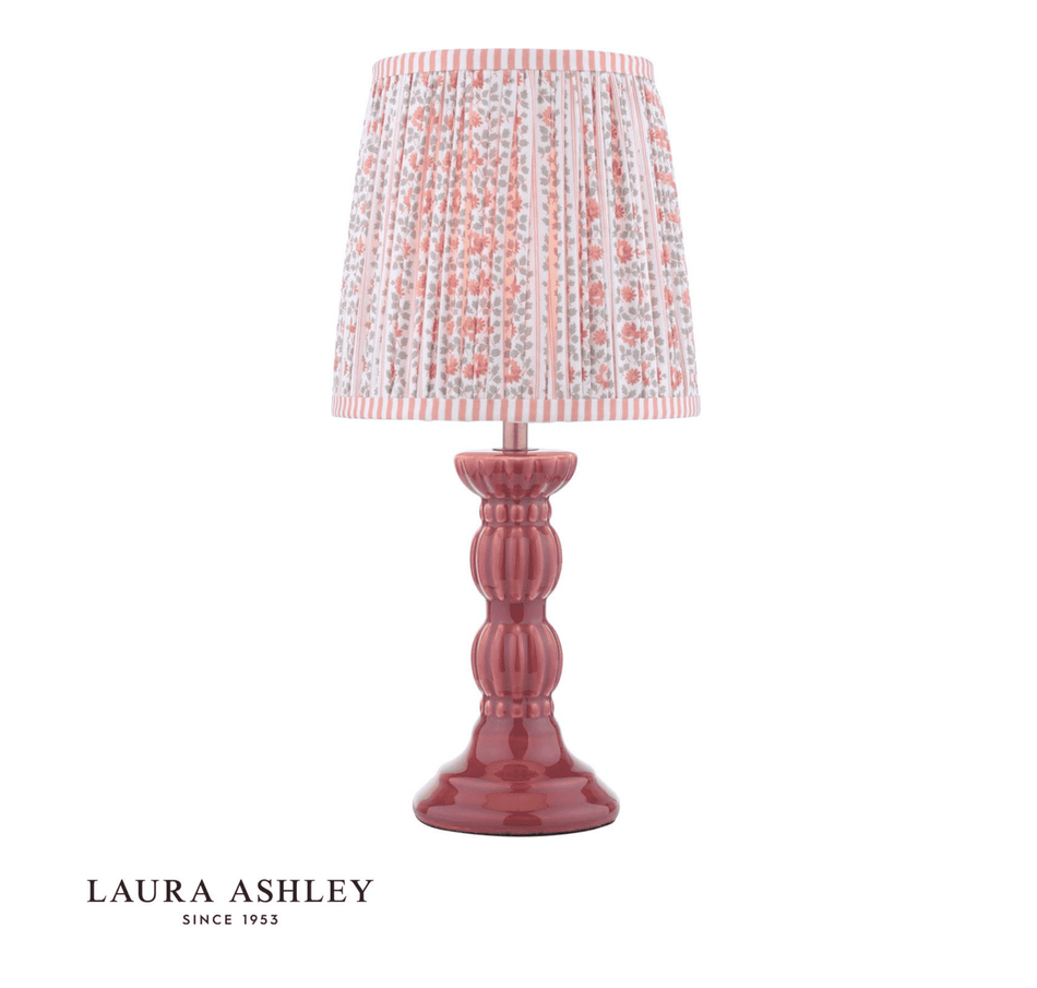 Laura Ashley Kelbrook Table Lamp Red Ceramic and Matt Antique Brass With Shade