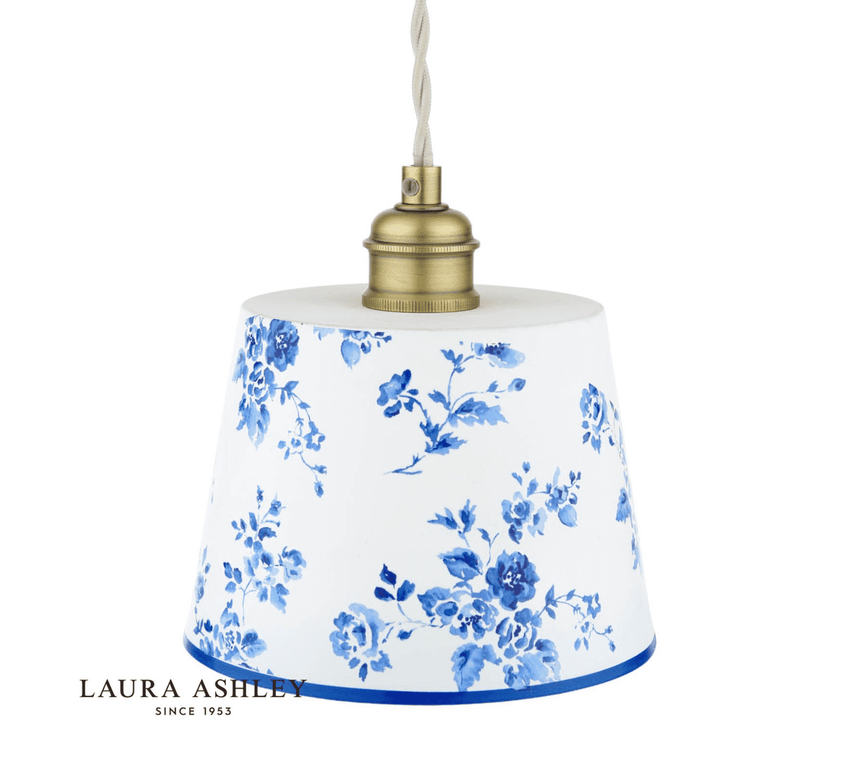 Laura Ashley China Rose Pendant Matt Blue and Matt Antique Brass