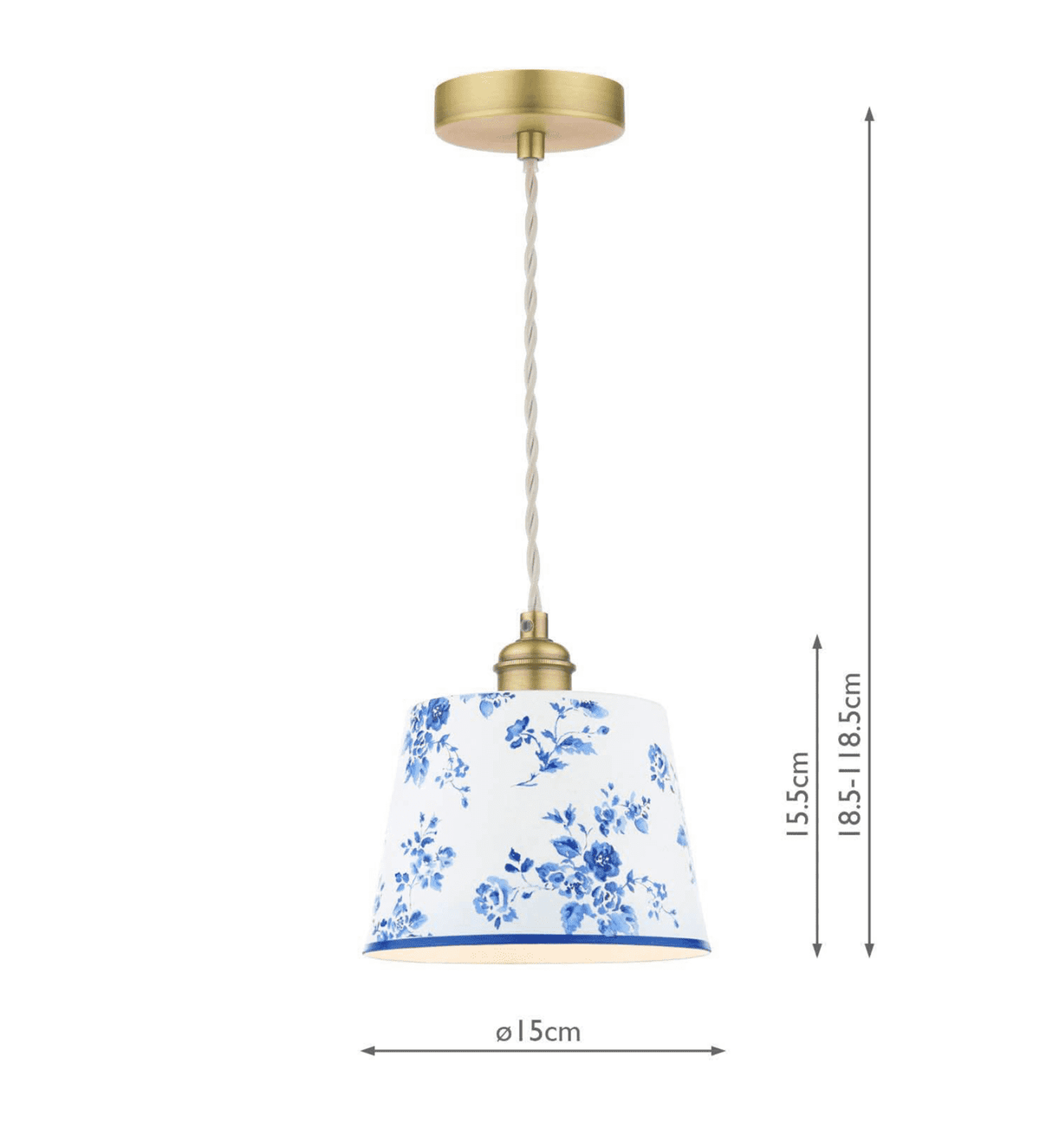Laura Ashley China Rose Pendant Matt Blue and Matt Antique Brass