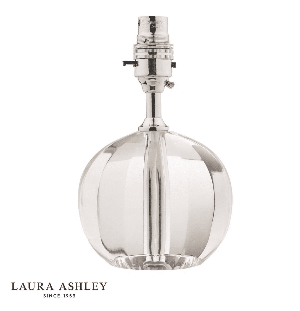Laura Ashley Lydia Table Lamp Glass and Polished Chrome Base Only