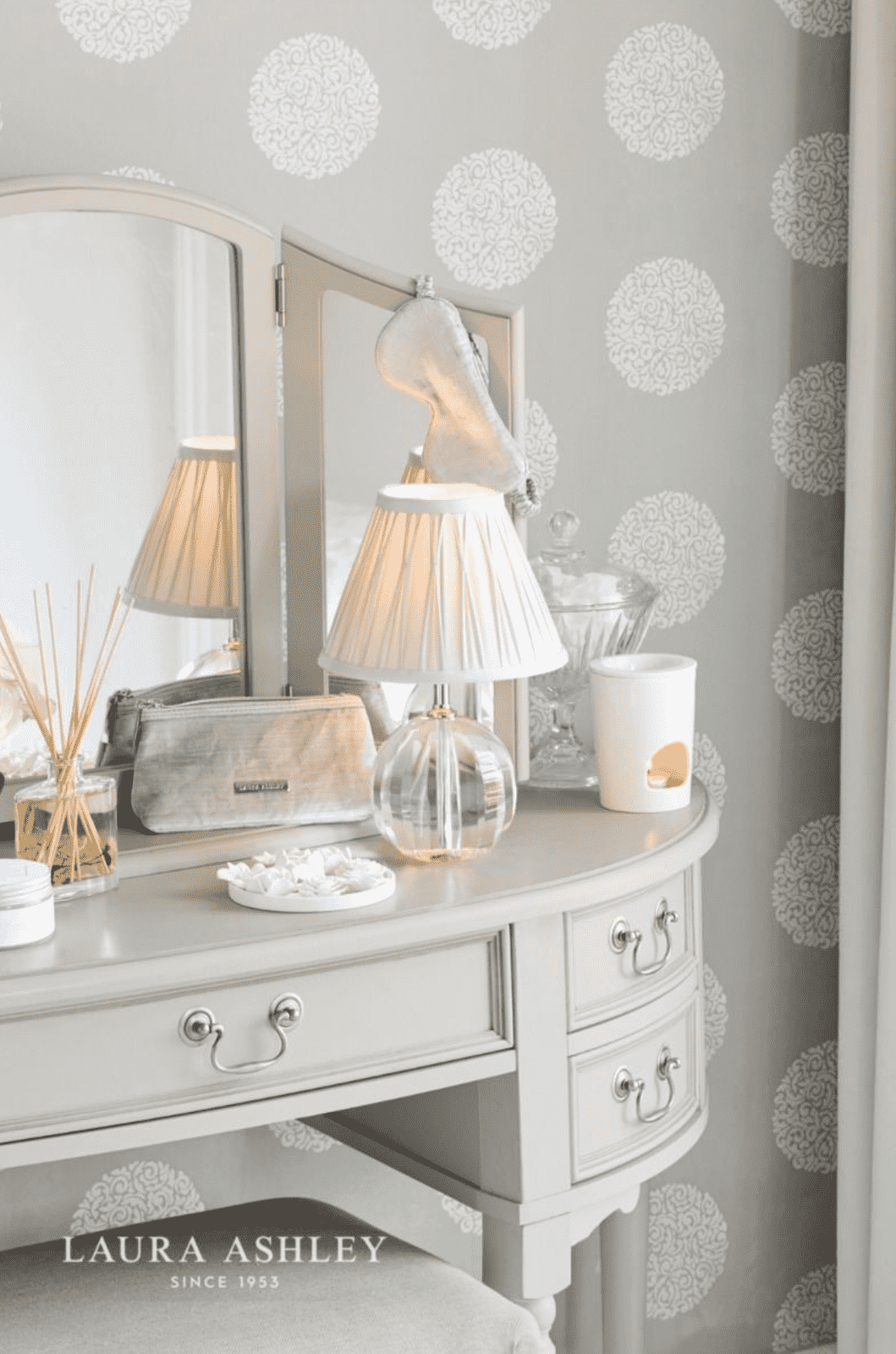 Laura Ashley Lydia Table Lamp Glass and Polished Chrome Base Only