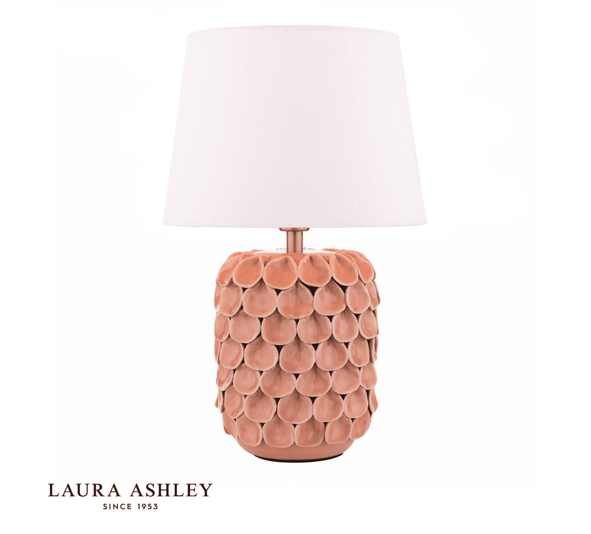 Laura Ashley Marwick Table Lamp Pink Ceramic and Brushed Silver With Shade
