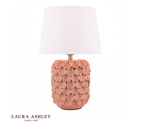 Laura Ashley Marwick Table Lamp Pink Ceramic and Brushed Silver With Shade