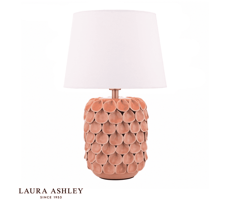 Laura Ashley Marwick Table Lamp Pink Ceramic and Brushed Silver With Shade