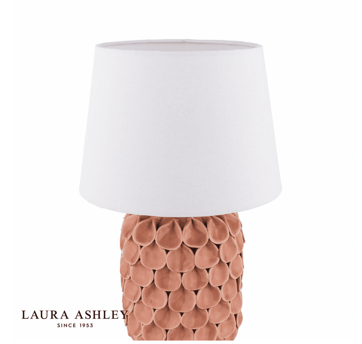 Laura Ashley Marwick Table Lamp Pink Ceramic and Brushed Silver With Shade