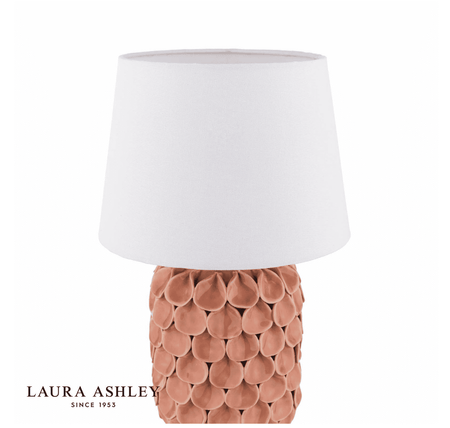 Laura Ashley Marwick Table Lamp Pink Ceramic and Brushed Silver With Shade