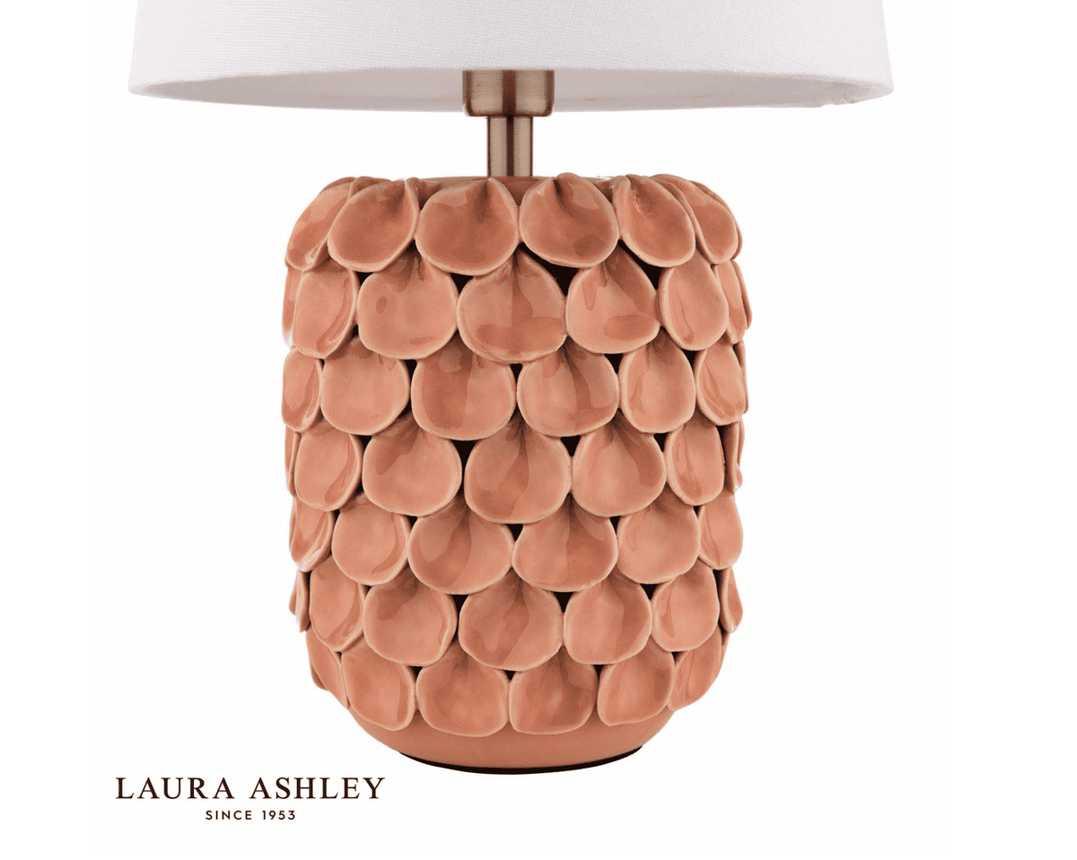 Laura Ashley Marwick Table Lamp Pink Ceramic and Brushed Silver With Shade