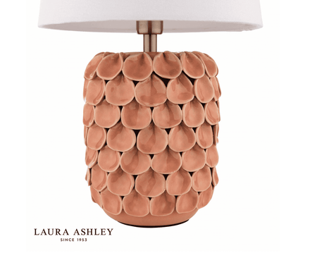 Laura Ashley Marwick Table Lamp Pink Ceramic and Brushed Silver With Shade