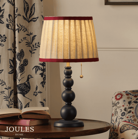 Joules Harewood Table Lamp Matt Blue and Matt Antique Brass With Shade