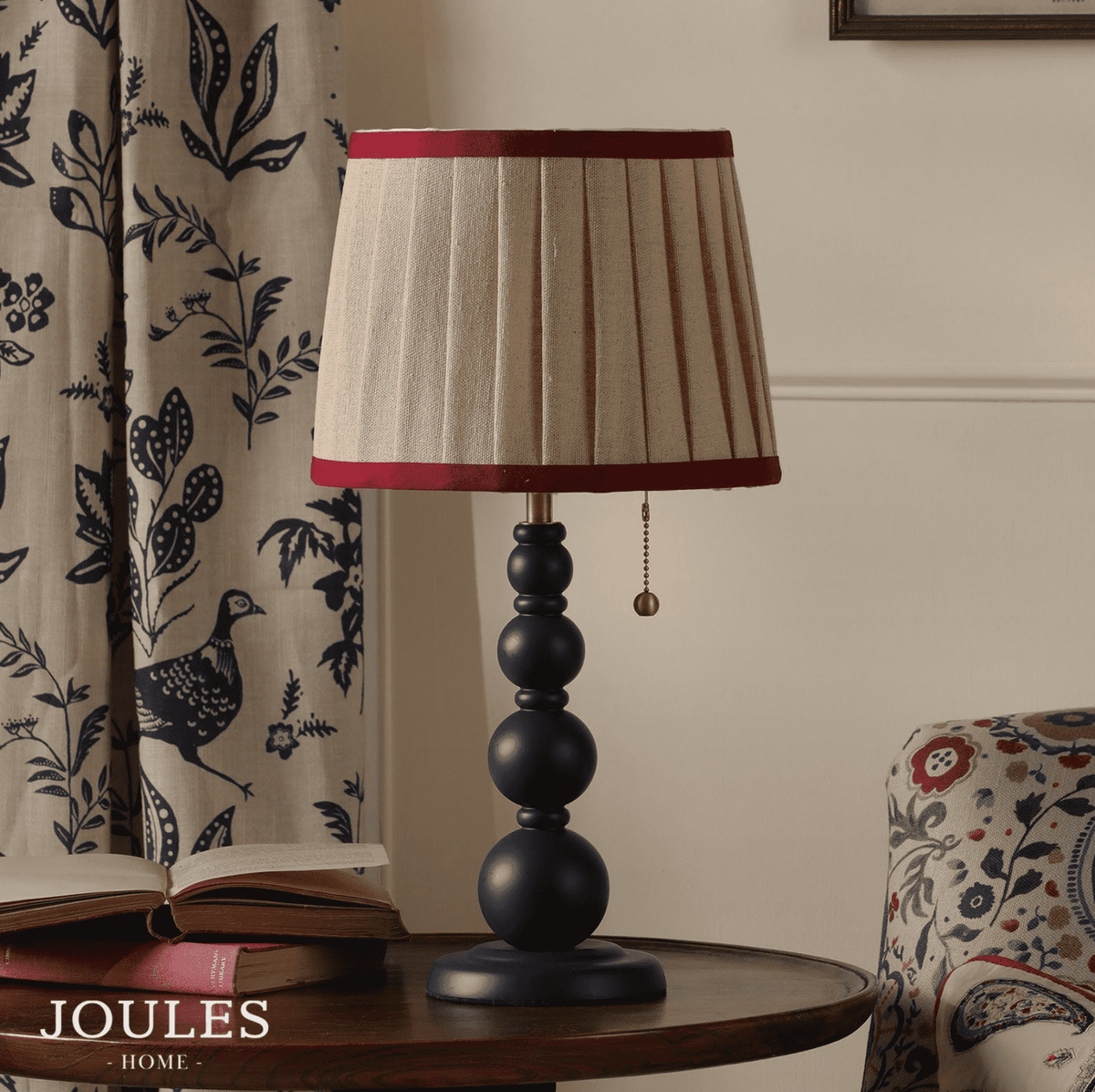 Joules Harewood Table Lamp Matt Blue and Matt Antique Brass With Shade