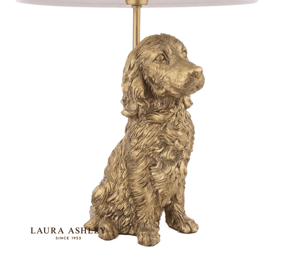 Laura Ashley Cocker Spaniel Table Lamp Antique Gold With Shade