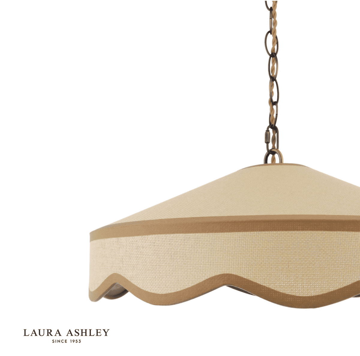 Laura Ashley Buckenham Pendant Natural Rattan and Antique Brass